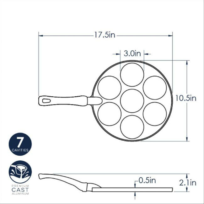 Nordic Ware ‘The Original Silver Dollar’ Pancake Pan - Dimensions