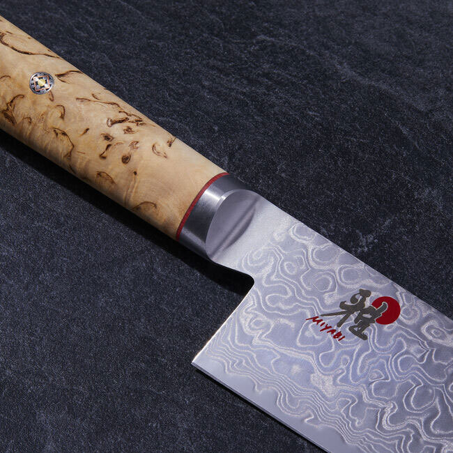 Miyabi Birchwood SG2 7” Fine Edge Santoku Knife - detail