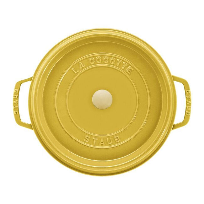 Staub Cast Iron 7 Qt. Round Cocotte | Citron - Top