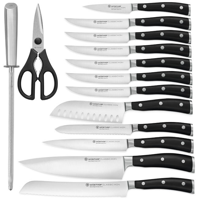 Wüsthof Classic IKON 15-Piece Knife Block Set, Acacia