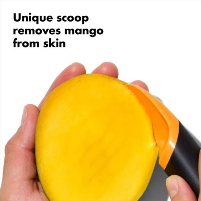 OXO Good Grips Mango Slicer With Scoop in use