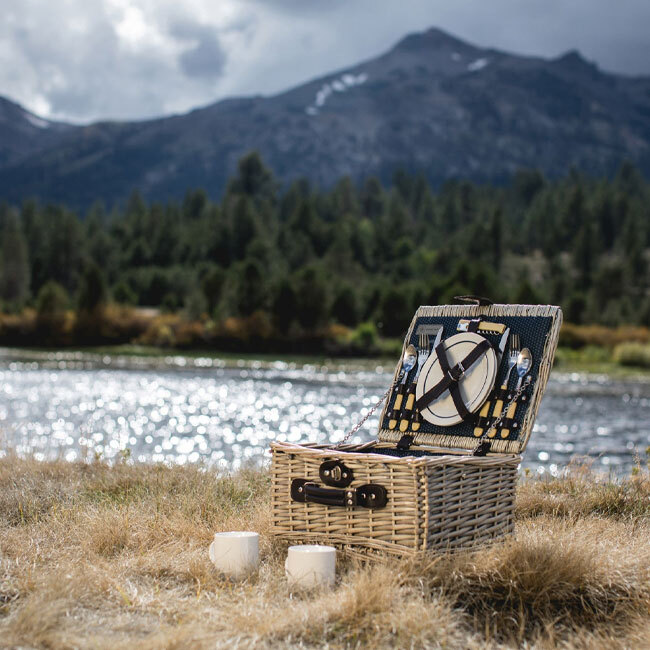 Picnic Time Catalina Picnic Basket | Navy Blue (Dahlia Collection)