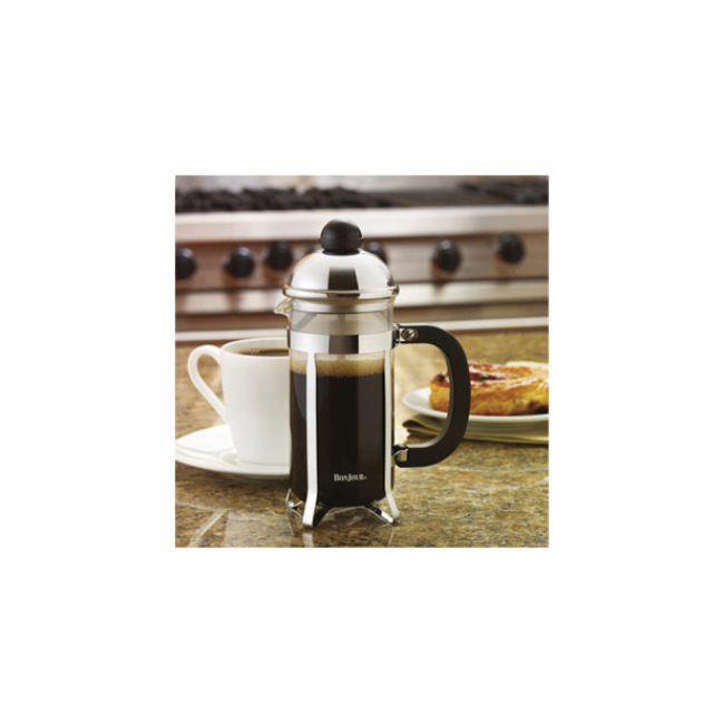 BONJOUR COFFEE & TEA FRENCH PRESS 3 CUP GLASS & STAINLESS STEEL
