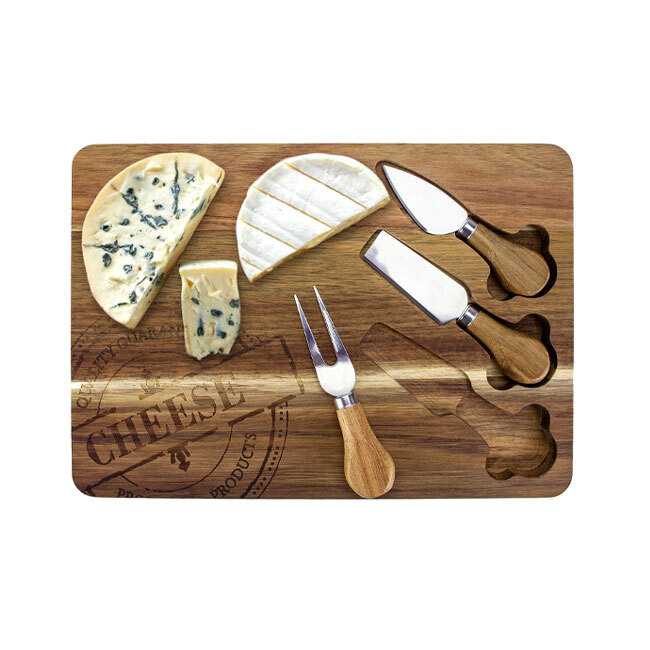 Totally Bamboo Home 4-Pc. Acacia Cheese Serving Board with Cheese Tools