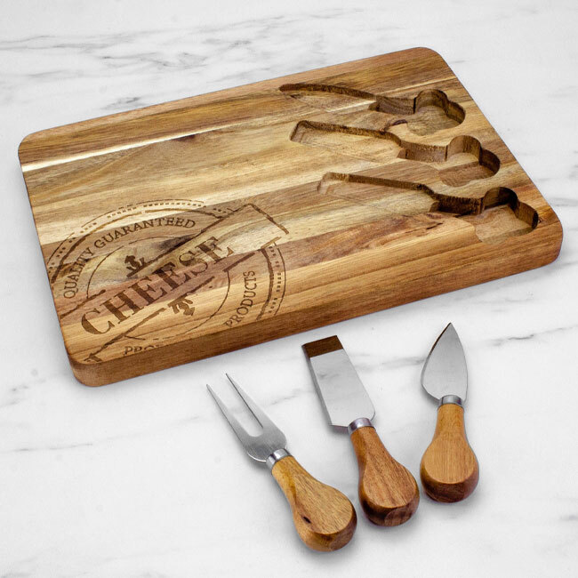 Totally Bamboo Home 4-Pc. Acacia Cheese Serving Board with Cheese Tools