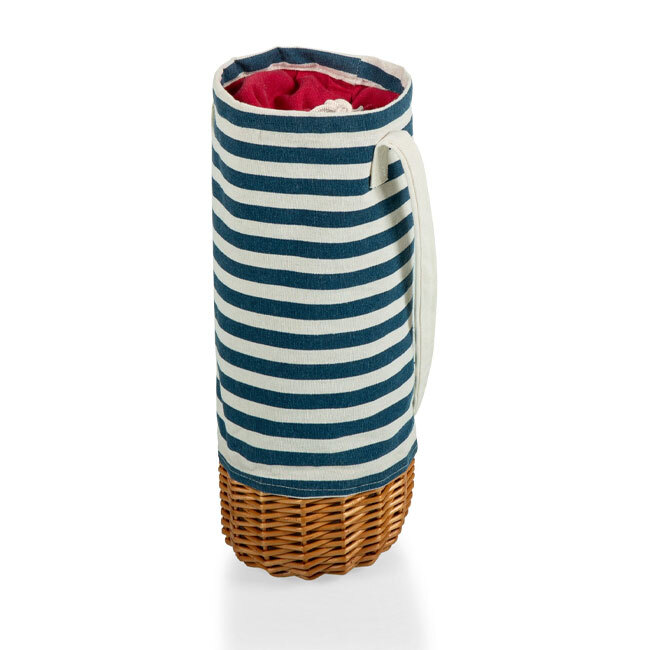 Product Picnic Time Malbec Insulated Canvas and Willow Wine Bottle Basket | Navy Blue