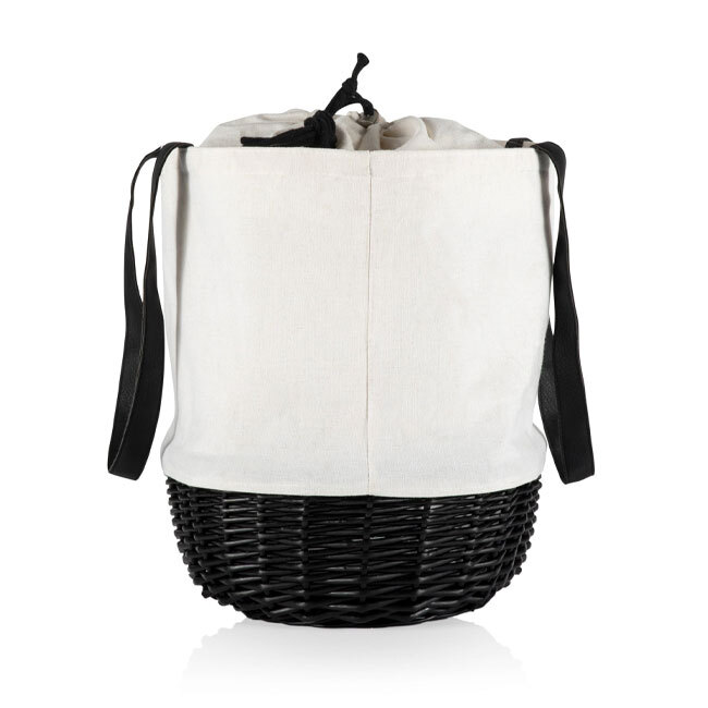 Picnic Time Coronado Canvas and Willow Basket Tote | Black & White