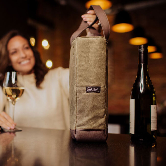 Legacy 2 Bottle Insulated Wine Bag | Khaki Green - lifestyle