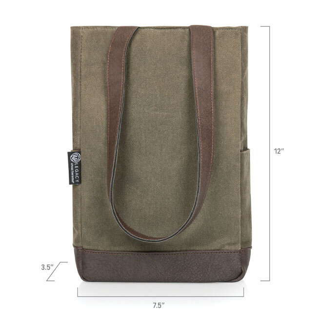 Legacy 2 Bottle Insulated Wine Bag | Khaki Green with dimensions