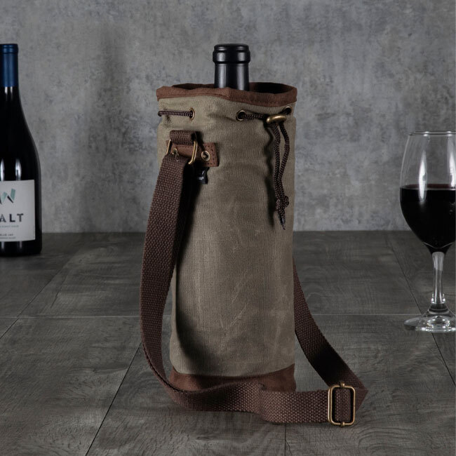 Legacy Distressed Waxed Canvas Wine Bag