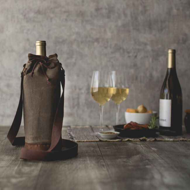 Legacy Distressed Waxed Canvas Wine Bag