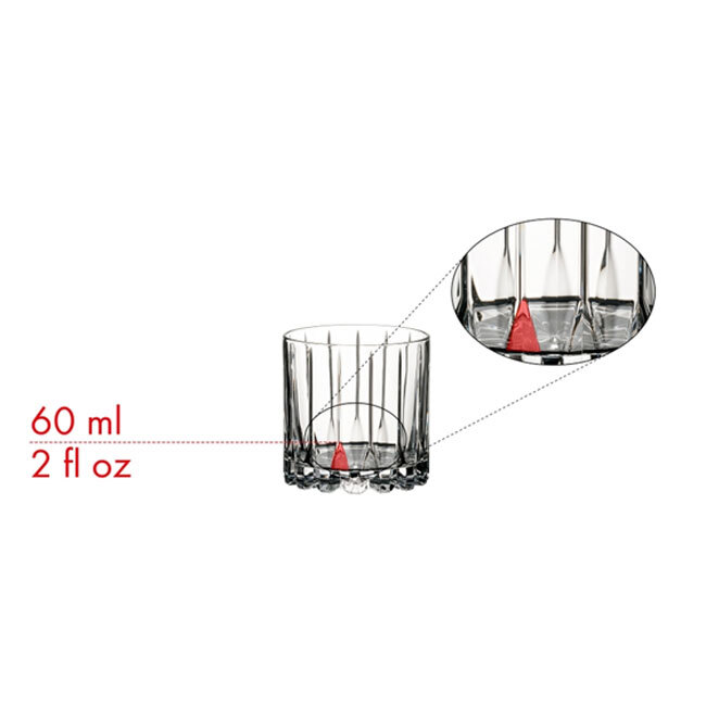 Riedel Drink Specific Glassware Rocks Glass showing 2 oz. marker