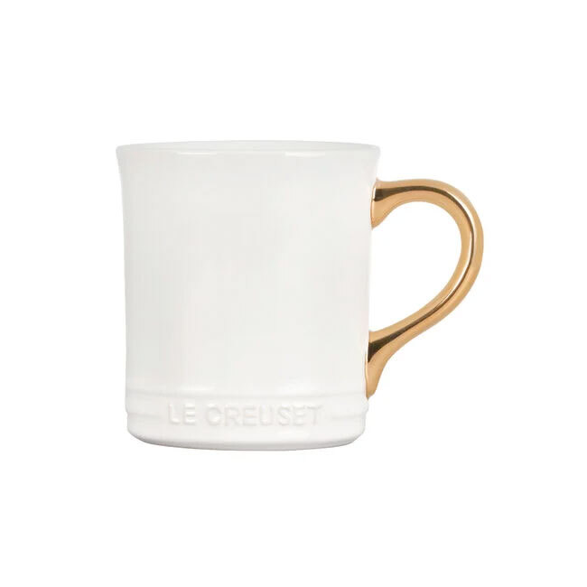 Le Creuset Vancouver Mug with Gold Handle - white