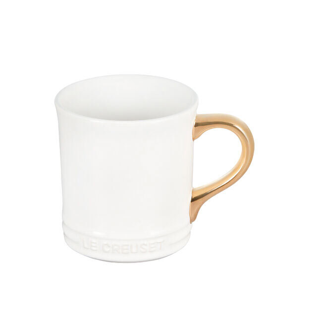 Le Creuset Vancouver Mug with Gold Handle - white