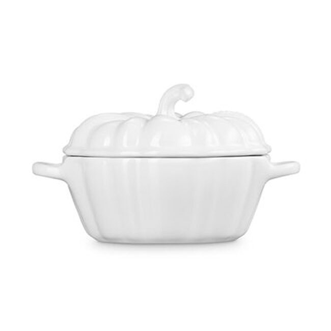 Le Creuset Stoneware Figural Pumpkin Petite Cocotte | White - side 