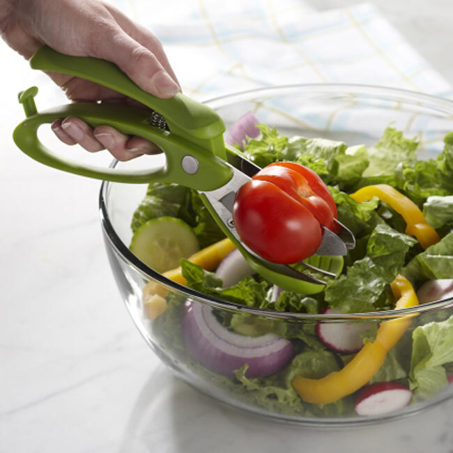 Trudeau Toss & Chop Salad Shears in use