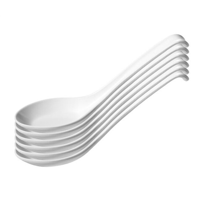 HIC | Helen's Asian Kitchen Asian Soup Spoons, Set of 6 - stacked