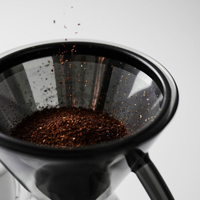 Able Brewing KONE Coffee Filter | Black Titanium in use