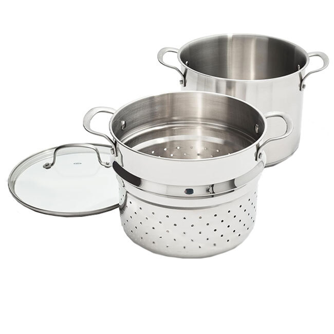 Product OXO Stainless Steel 8.4 QT Multipurpose Boiler Pot with Steamer Insert & Glass Lid