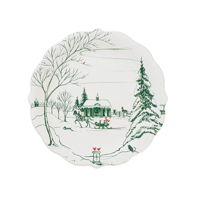 Juliska Country Estate Winter Frolic Party Plate Assorted Set of 4 | Evergreen