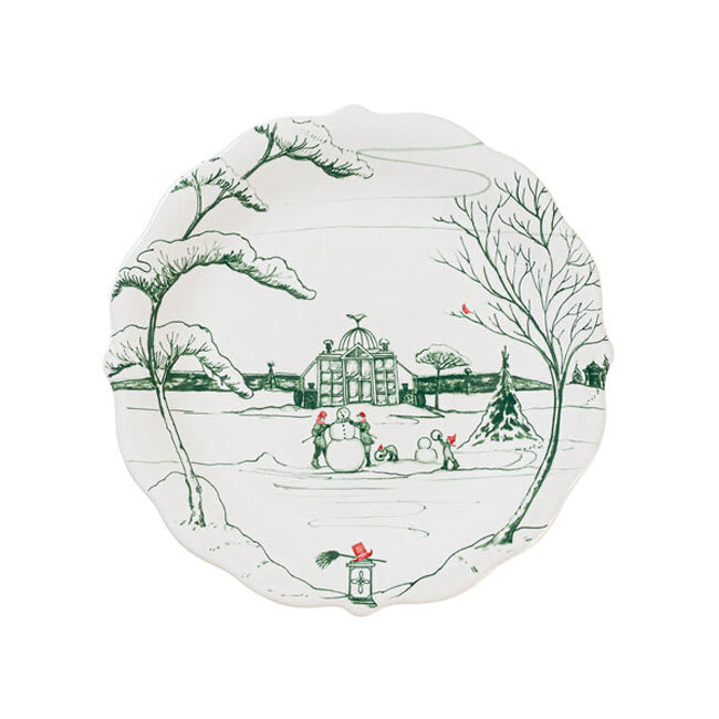 Juliska Country Estate Winter Frolic Party Plate Assorted Set of 4 | Evergreen