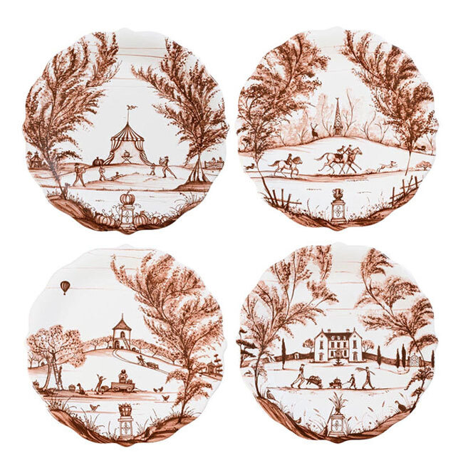 Product Juliska Country Estate Harvest Party Plate Assorted Set of 4 | Sepia Brown