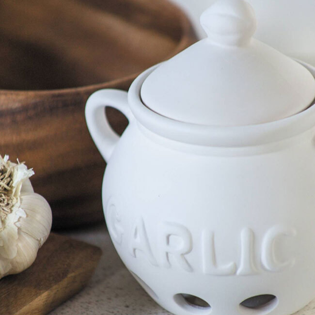 Fox Run Craftsman White Ceramic Garlic Keeper