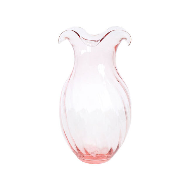 Product Vietri Hibiscus Glass Vertical Fluted Small Vase | Pink