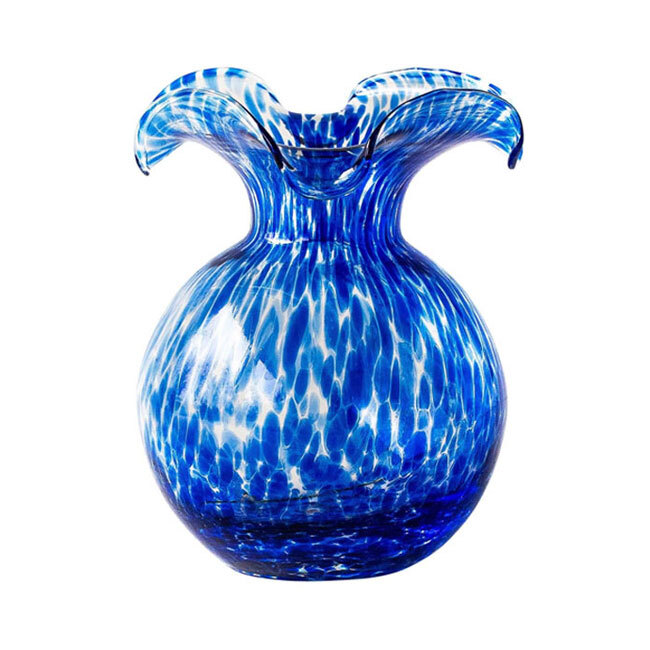 Vietri Hibiscus Glass Tortoiseshell Small Fluted Vase | Cobalt