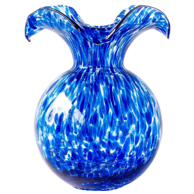 Product Vietri Hibiscus Glass Tortoiseshell Medium Fluted Vase | Cobalt