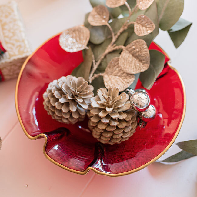 Vietri Holiday Glass Small Ruffled Bowl