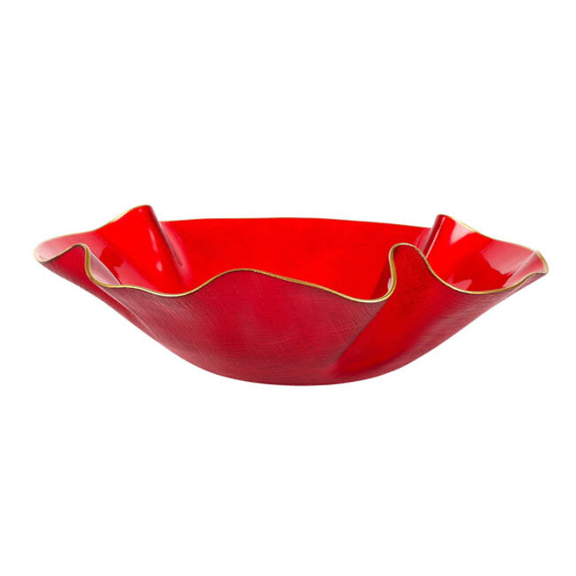 Product Vietri Holiday Glass Medium Ruffled Bowl