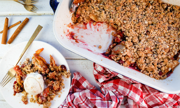 Cranberry Apple Crisp with Vanilla Bean Ice Cream