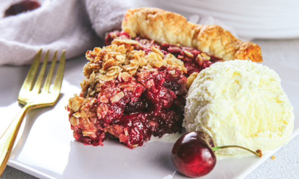 Homemade Cherry Bourbon Pie with Buttery Oat Crumble Topping