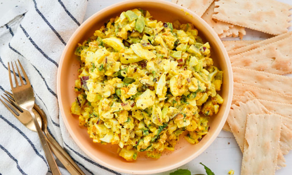 Curried Egg Salad with Salted Peanuts and Raisins