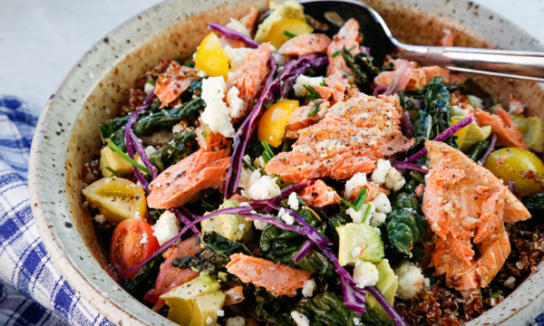 Honey Mustard Glazed Salmon and Quinoa Bowl