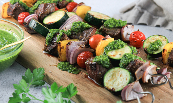 Grilled Steak Kabobs with Chimichurri