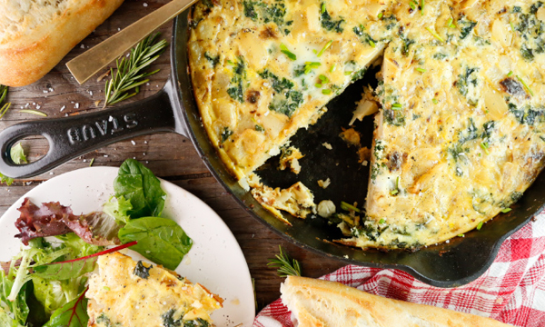 Kale, Potato, and Roasted Garlic Frittata