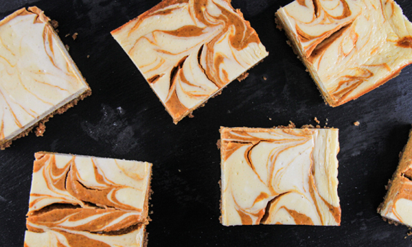 Pumpkin Swirl Cheesecake Bars