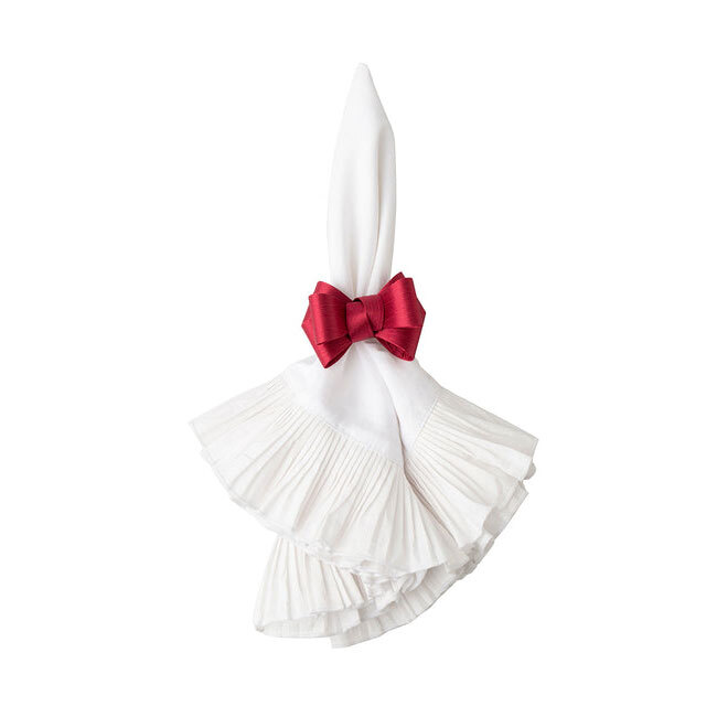 Juliska Tuxedo Ruby Napkin Ring w/ White Napkin