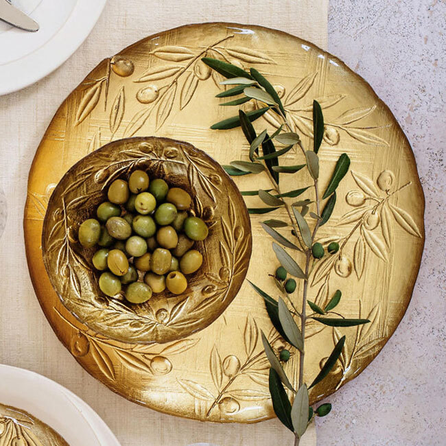 Vietri Moon Glass Olive Round Platter