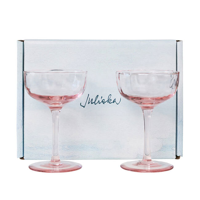 Juliska Puro Cocktail Coupe Glass | Set of 2 | Blush with box