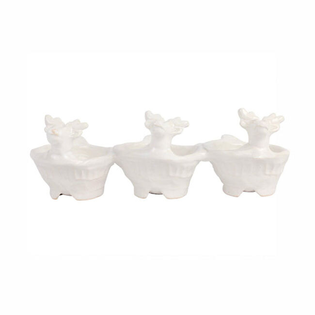 Product Vietri Pietra Natale Figural Deer Three-Part Server