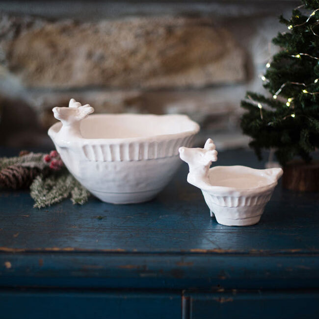 Vietri Pietra Natale Figural Deer Condiment Bowl