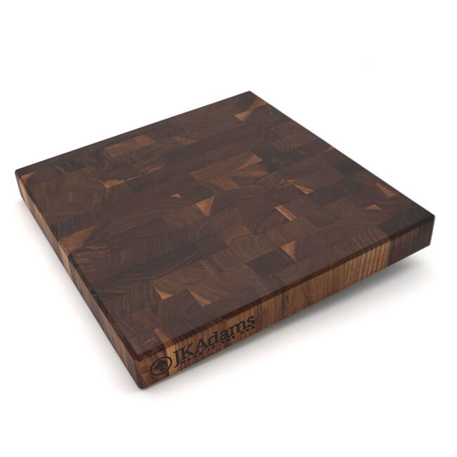 J.K. Adams Professional End Grain Walnut Board | 16” x 16” oblique