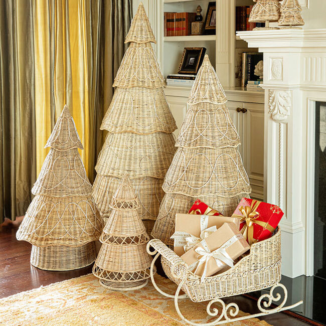 Juliska Provence Rattan Sleigh | Whitewash with other rattan items