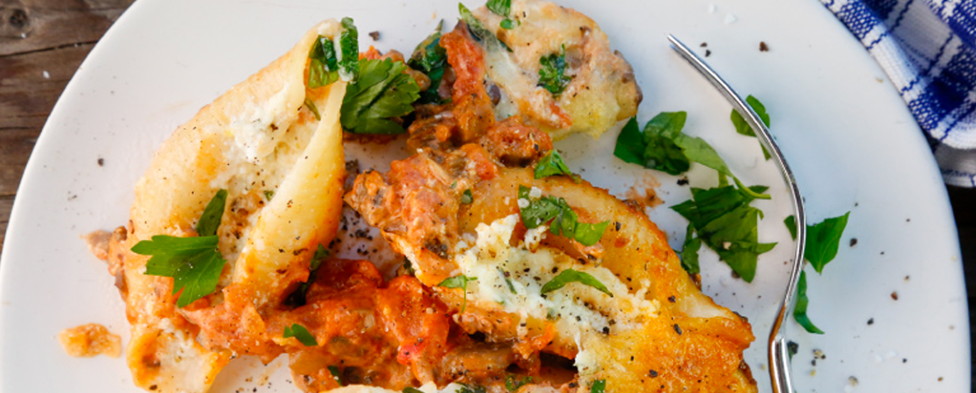 Cheesy Stuffed Shells in a Creamy Tomato Mushroom Sauce