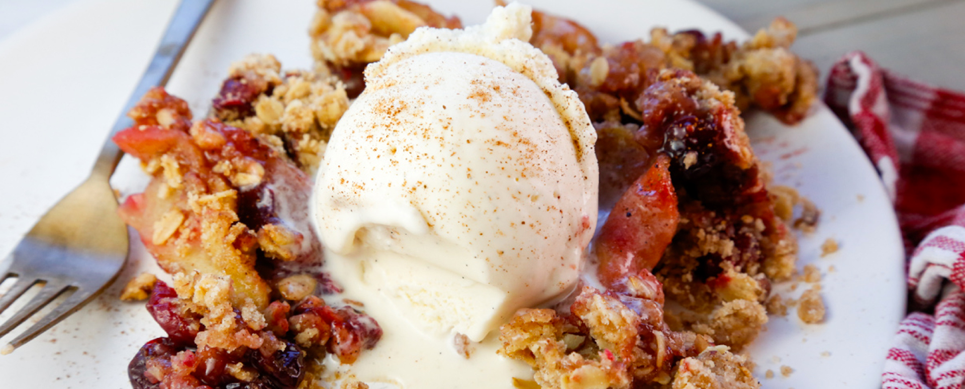 Cranberry Apple Crisp with Vanilla Bean Ice Cream