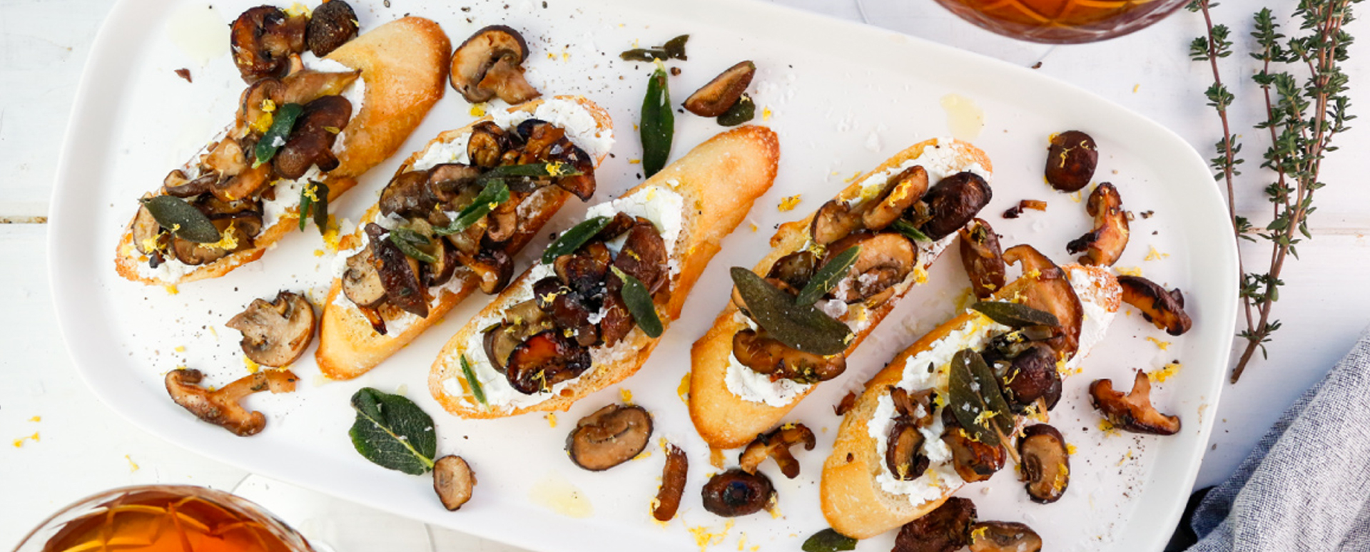 Mushroom and Crispy Sage Crostini