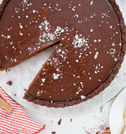 Salted Chocolate and Cardamom Caramel Tart